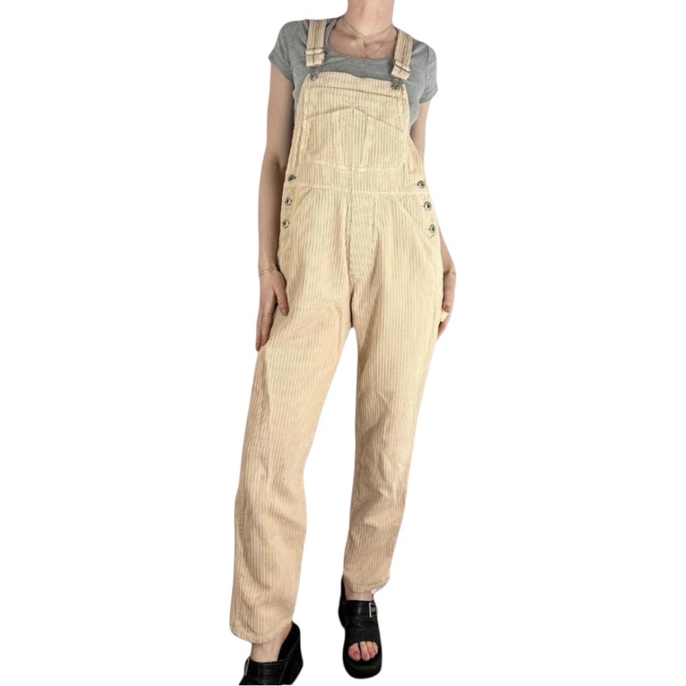 London London Vintage 90’s Corduroy Overall Pants Cabincore Cream Off White L